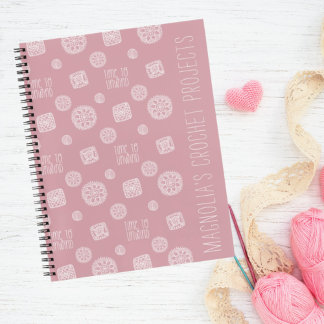 Carnet Monogramme rose vif Temps pour dévier Crochet