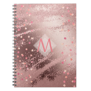 Carnet Monogramme ROSEGOLD Métallurgie Foil Confetti Look