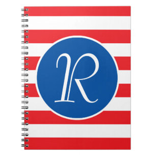 Carnet Monogramme rouge blanc et bleu