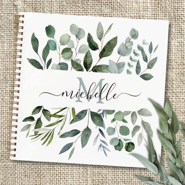 Carnet Monogramme Sage Green Eucalyptus Green (In situ)
