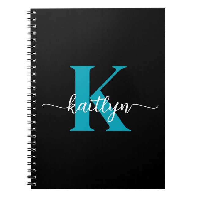 Carnet Monogramme sarcelle noir (Devant)