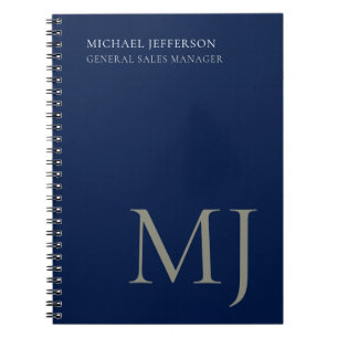 Carnet Monogramme simple bleu foncé tendance affaires
