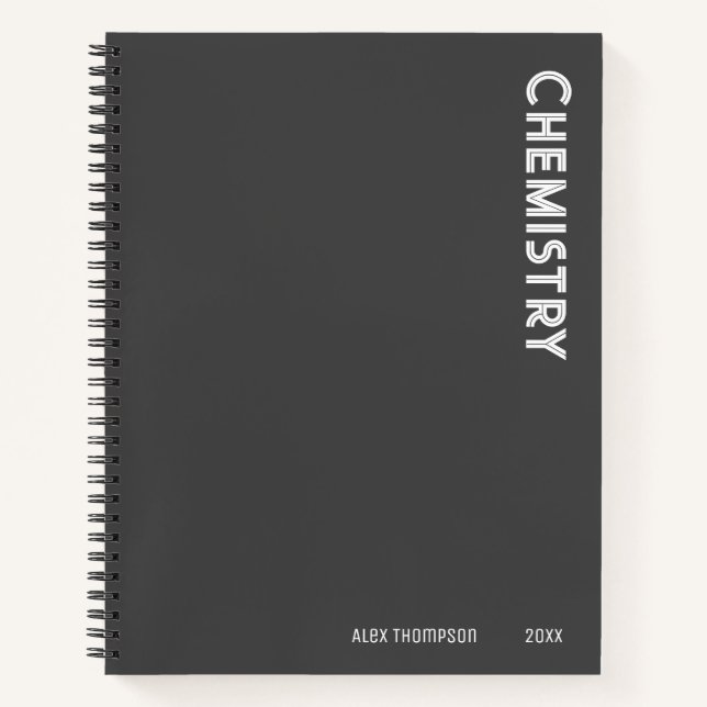 Carnet Monogramme simple Chimie gris foncé (Devant)