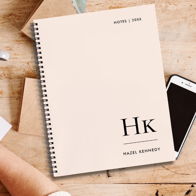 Carnet Monogramme Simple Élégant Rose Bleu Personnalisé (Créateur téléchargé)