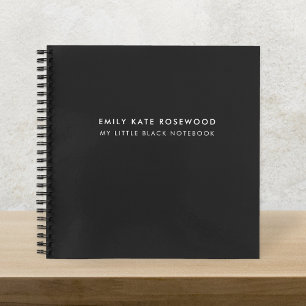 Carnet Monogramme simple minimaliste Nom Mon petit noir