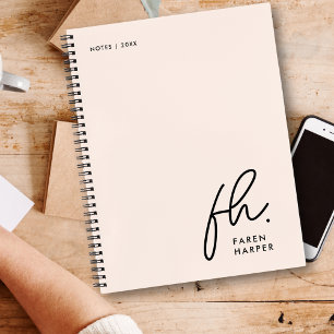 Carnet Monogramme Simple Script Blush Pink Personnalisé
