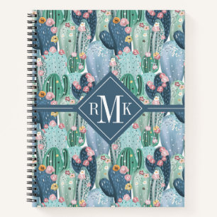 Carnet Monogramme   Soft Patel Cactus Motif