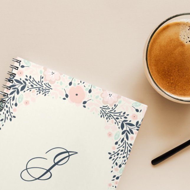 Carnet Monogramme souple | Floral personnalisé (Créateur téléchargé)