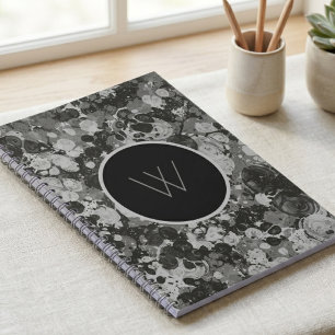 Carnet Monogramme Tourbillon de Marbre Noir et Blanc Mode