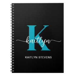 Carnet Monogramme Turquoise noir
