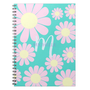 Carnet Monogramme Turquoise rose pâle