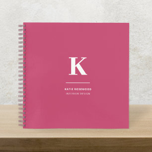 Carnet Monogramme typographique moderne minimaliste rose 