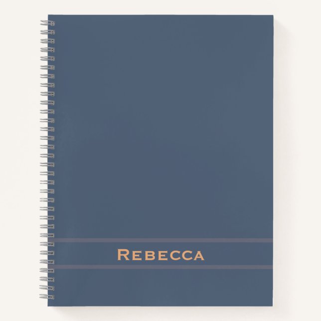 Carnet Monogramme uni bleu rétro (Devant)