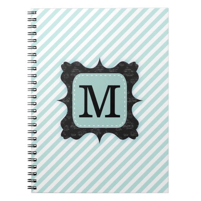 Carnet Monogramme vert en bon état de noir de motif de (Devant)