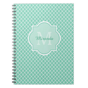 Carnet Monogramme vert en bon état élégant de Quatrefo