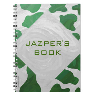 Carnet Monogramme vert et blanc de vache