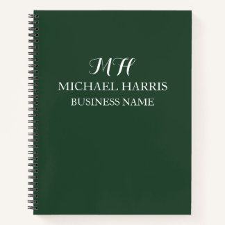 Carnet Monogramme vert professionnel - Première entrepris