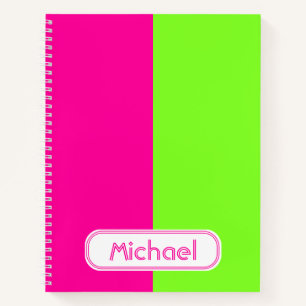 Carnet Monogramme vert rose rose néon moderne