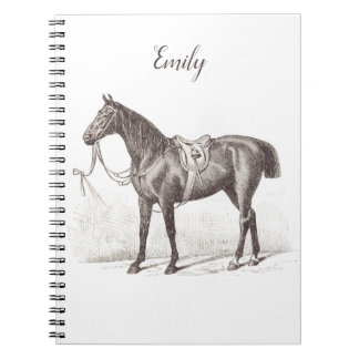 Carnet Monogramme vintage chic personnalisé cheval équest