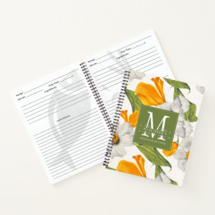 Carnet Monogramme Vintage Floral Cuisine Famille Recette