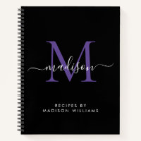 Monogramme violet noir Nom du script Recette