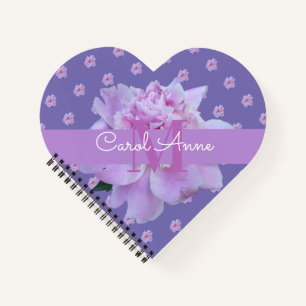 Carnet Monogramme violet rose de pivoine
