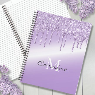 Carnet Monogramme Violet violet Parties scintillant de sé