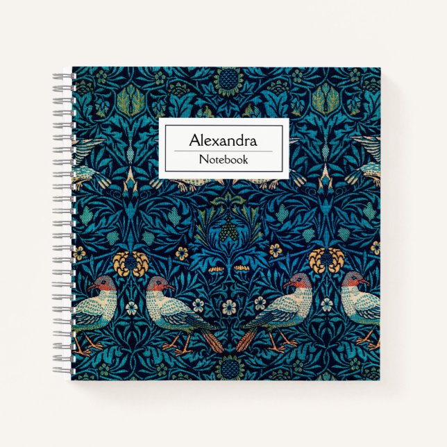 Carnet Monogramme William Morris art motif l Oiseaux Mari (Devant)