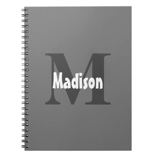 Carnet Monogrammes Nom Mariage Fête Cadeau Favoriser Gris (Devant)