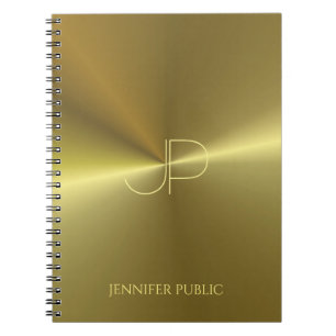 Carnet Monographie d'or métallique moderne Monogramme Mod