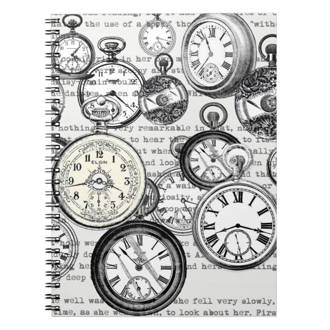 Carnet Montre de poche victorienne Alice au pays des merv (Devant)