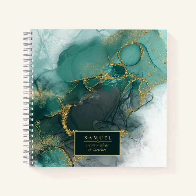 Carnet Moody Ink Emerald Gold ID Abstrait988 (Devant)