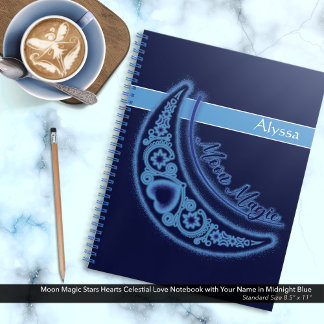 Carnet Moon Magic Stars Hearts Celestial Love Name