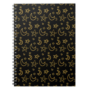 Carnet Moons et étoiles Motif or