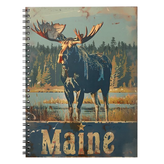 Carnet Moose vintage du Maine (Devant)
