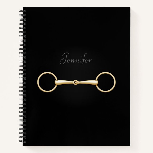 Carnet Mors de Bride Doré Élégant Équestre Personnalisé (Devant)