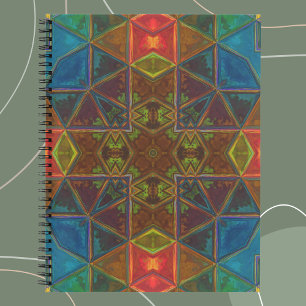 Carnet Mosaic Kaleidoscope Carré Bleu Rouge et Vert