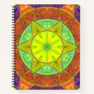 Carnet Mosaic Kaleidoscope Fleur Jaune Vert et Orange