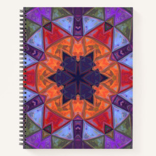 Carnet Mosaic Kaleidoscope Fleur orange rouge et violet