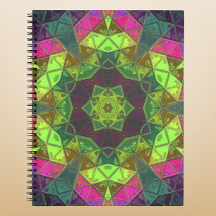 Carnet Mosaic Kaleidoscope Fleur vert rose et pourpre