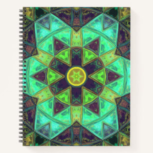 Carnet Mosaic Kaleidoscope Fleur vert Turquoise et violet