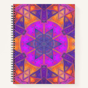 Carnet Mosaic Kaleidoscope Fleur violet rose et jaune