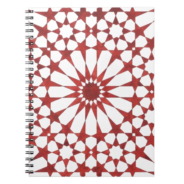 Carnet Mosaïque andalouse rouge ALHAMBRA (Devant)