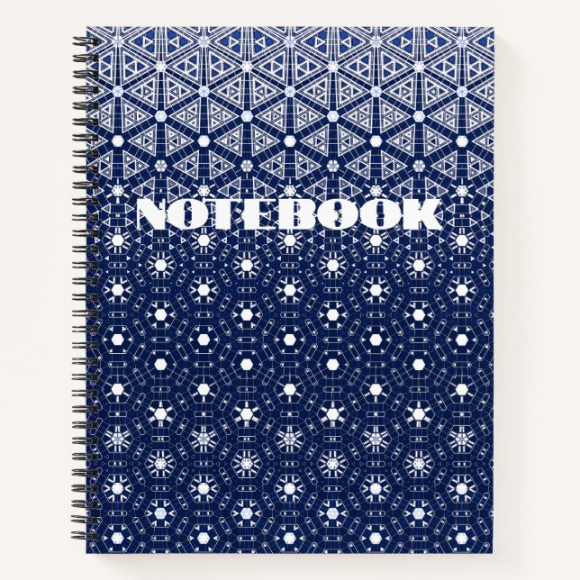Carnet Mosaïque bleue et blanche marine (Devant)