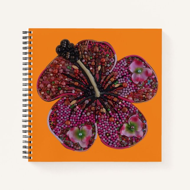 Carnet mosaïque de perles d'Hibiscus (Devant)
