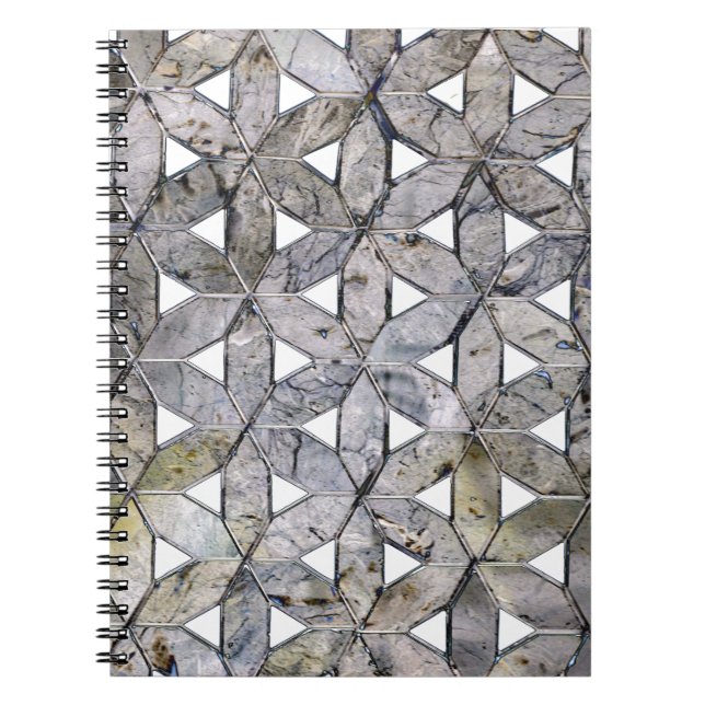 Carnet Mosaïque de pierre grise naturelle, fleur de vie (Devant)