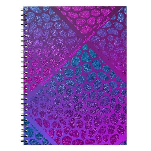 Carnet Mosaïque moderne violet, rose et bleu Asymétrique (Devant)