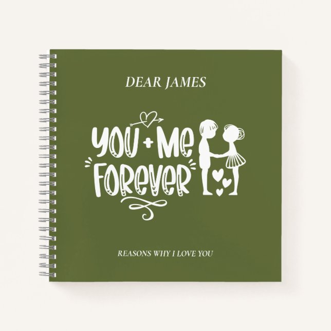 Carnet Moss foncé Raisons vertes Pourquoi Je T'Aime Carne (Devant)