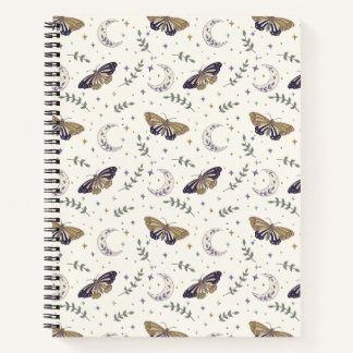 Carnet Moth and Moon Spiral Notebook 8.5"x11"