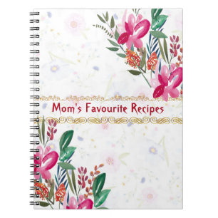 Carnet Mothers Day Moms Favorite Recipes Pink Flower Cute